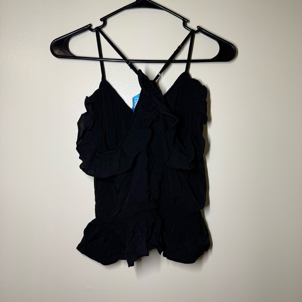 L'Amour Black Tank Top with Ruffles - Picture 2 of 3